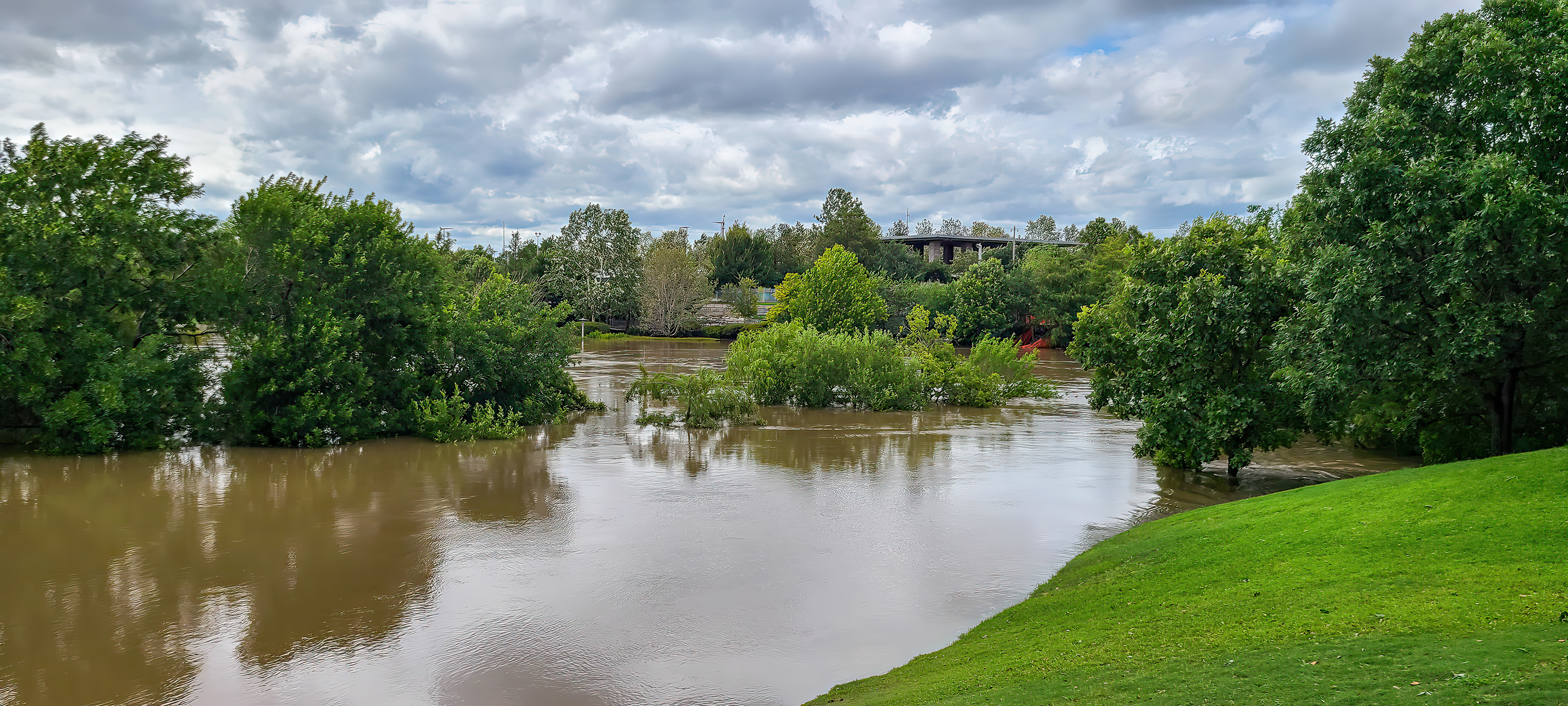 Buffalo Bayou Park in Houston Flooded