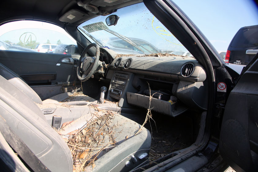 Interior of a flooded Porsche