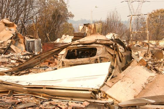 Property damage from a wildfire